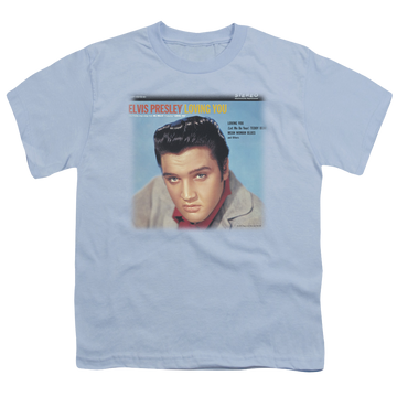 Carolina blue youth t-shirt for ages 8 to 12 with Elvis Presley Loving You Soundtrack graphic