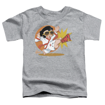 Athletic heather toddler t-shirt with Elvis Presley Karate King graphic