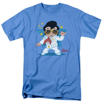Carolina blue men's regular fit t-shirt with Elvis Presley Jumpsuit graphic
