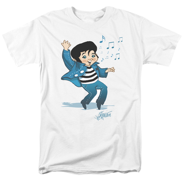 White men's regular fit t-shirt with Elvis Presley Lil Jailbird graphic
