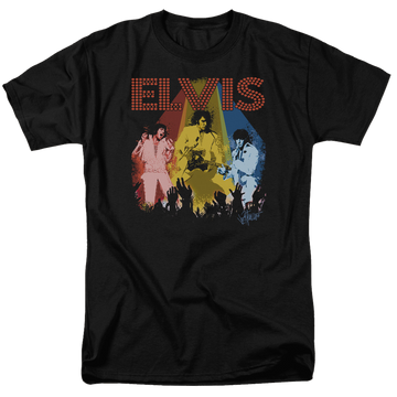 Black men's regular fit t-shirt with Elvis Presley Vegas Remembered graphic