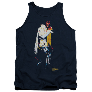 Navy men's tank with Elvis Presley Yellow Scarf graphic