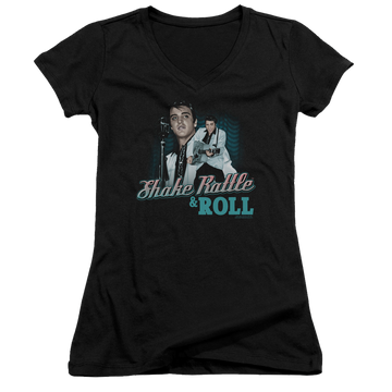 Elvis Presley Shake Rattle & Roll - Juniors V-Neck T-Shirt Juniors V-Neck T-Shirt Elvis Presley