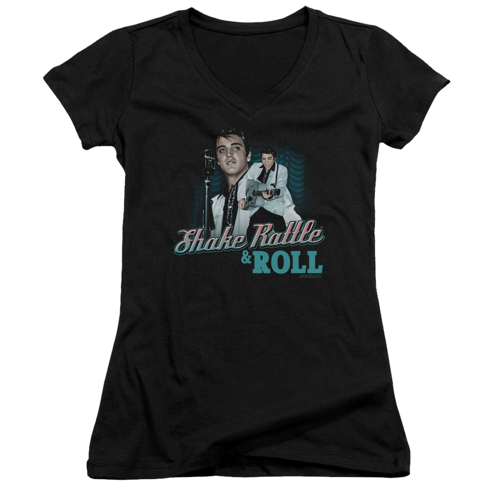 Elvis Presley Shake Rattle & Roll - Juniors V-Neck T-Shirt Juniors V-Neck T-Shirt Elvis Presley