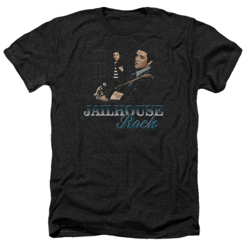 Charcoal men's heather t-shirt with Elvis Presley Jailhouse Rock graphic