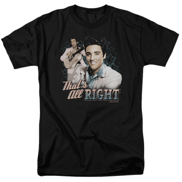 Black men's regular fit t-shirt with Elvis Presley Thats All Right graphic