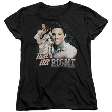 Black women's t-shirt with Elvis Presley Thats All Right graphic