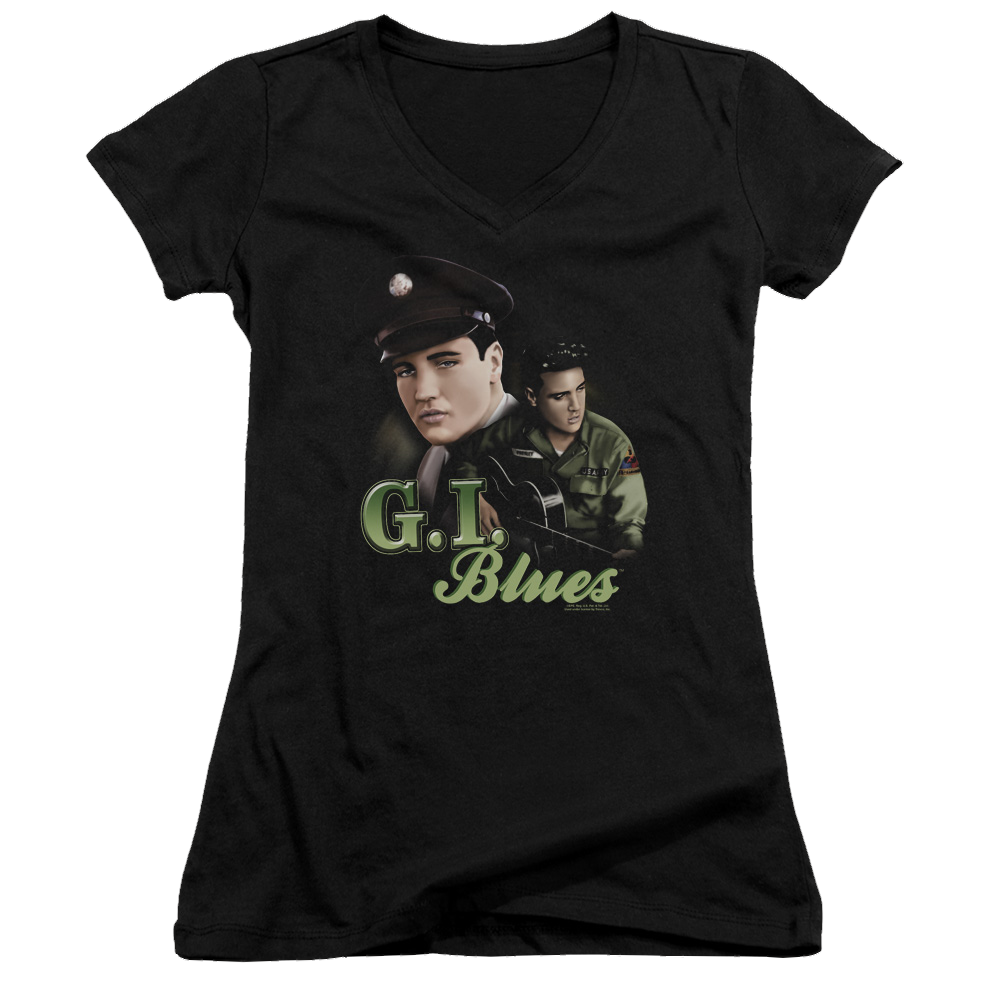 Elvis Presley G I Blues - Juniors V-Neck T-Shirt Juniors V-Neck T-Shirt Elvis Presley