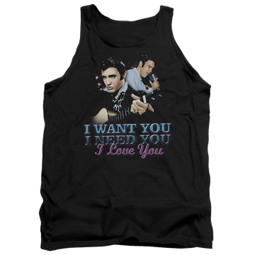 Black men's tank with Elvis Presley I Want You graphic