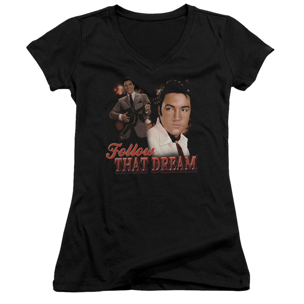 Elvis Presley Follow That Dream - Juniors V-Neck T-Shirt Juniors V-Neck T-Shirt Elvis Presley
