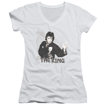 Elvis Presley Fighting King - Juniors V-Neck T-Shirt Juniors V-Neck T-Shirt Elvis Presley