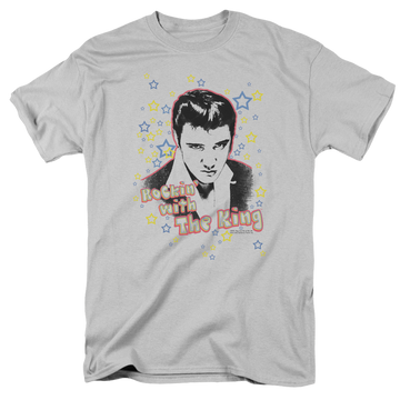 Silver men's regular fit t-shirt with Elvis Presley Rockin With The King graphic