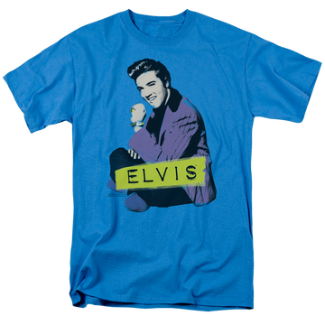 Turquoise men's regular fit t-shirt with Elvis Presley Sitting graphic