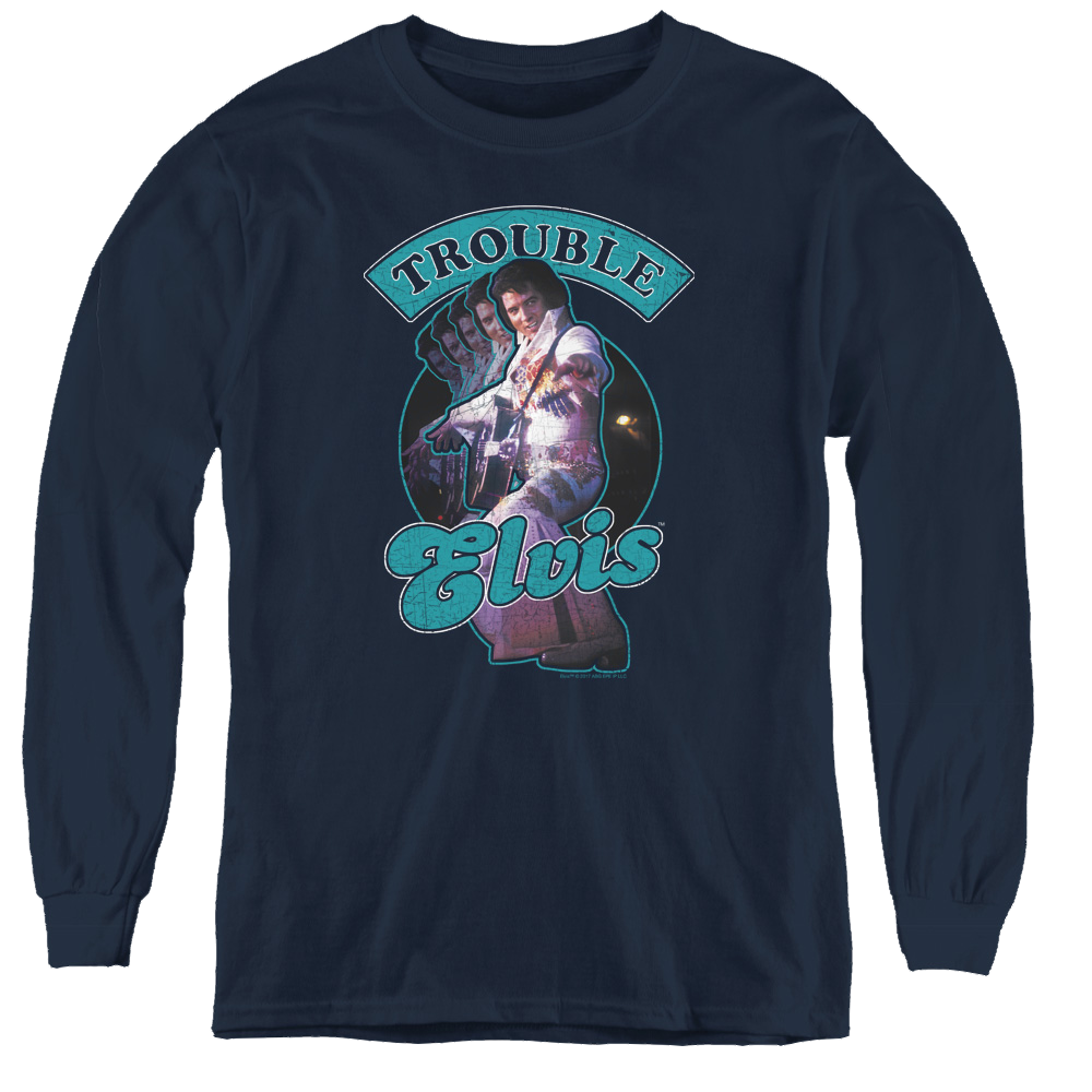 Elvis Presley Total Trouble - Youth Long Sleeve T-Shirt Youth Long Sleeve T-Shirt Elvis Presley