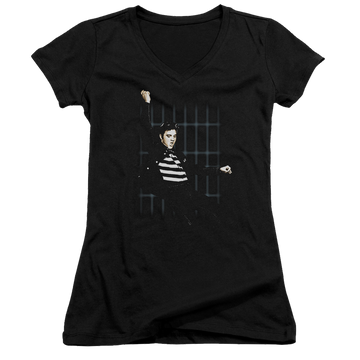 Elvis Presley Blue Bars - Juniors V-Neck T-Shirt Juniors V-Neck T-Shirt Elvis Presley