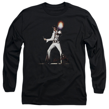 Black men's long sleeve t-shirt with Elvis Presley Glorious graphic
