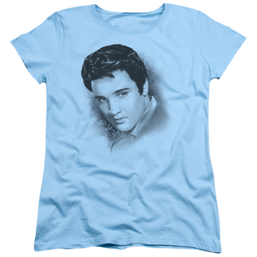 Light blue women's t-shirt with Elvis Presley Dreamy graphic