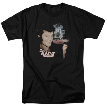 Black men's regular fit t-shirt with Elvis Presley Home Sweet Home graphic