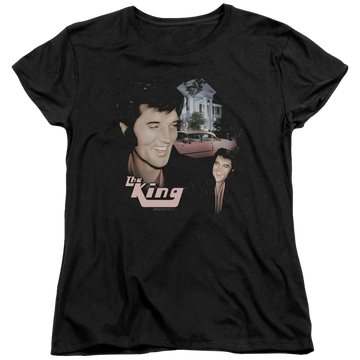 Black women's t-shirt with Elvis Presley Home Sweet Home graphic