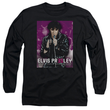 Black men's long sleeve t-shirt with Elvis Presley 35 Leather graphic