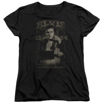 Black women's t-shirt with Elvis Presley 1954 graphic
