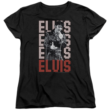 Black women's t-shirt with Elvis Presley 1968 graphic