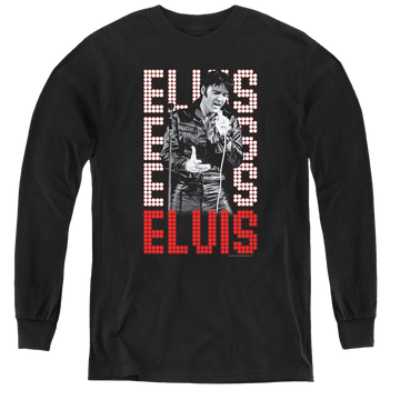 Black youth long sleeve t-shirt with Elvis Presley 1968 graphic