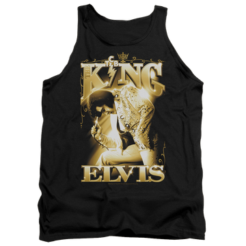 Black men's tank with Elvis Presley The King graphic
