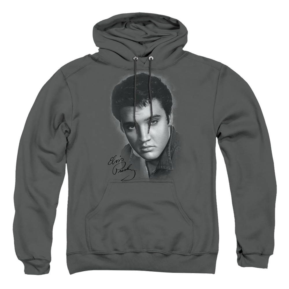 Elvis Presley Grey Portrait - Pullover Hoodie Pullover Hoodie Elvis Presley