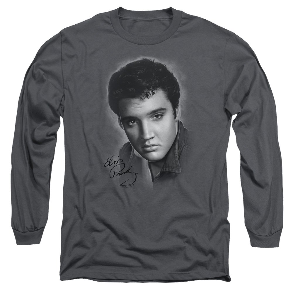 Elvis Presley Grey Portrait - Men's Long Sleeve T-Shirt Men's Long Sleeve T-Shirt Elvis Presley