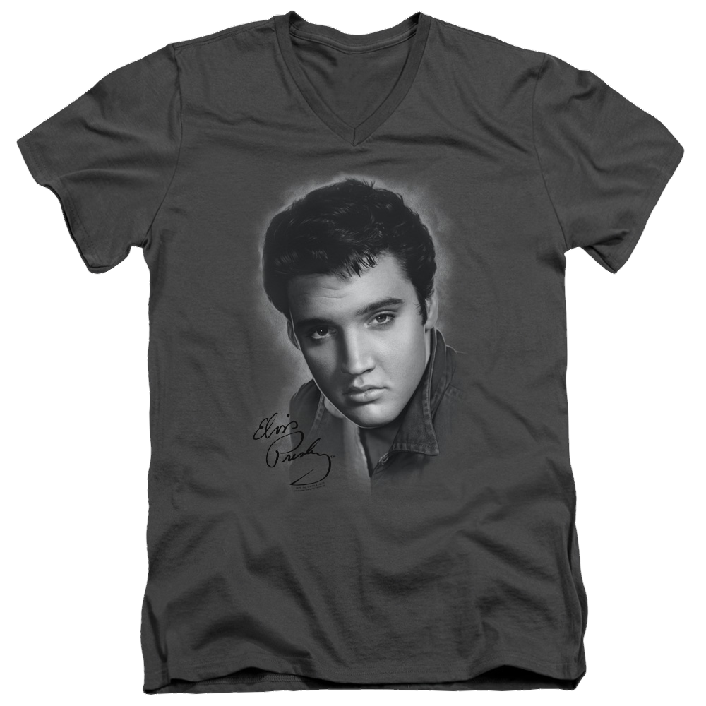 Elvis Presley Grey Portrait - Men's V-Neck T-Shirt Men's V-Neck T-Shirt Elvis Presley