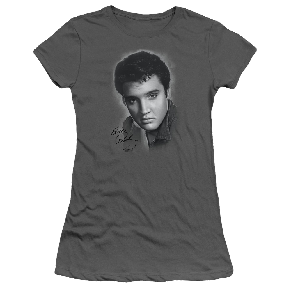 Elvis Presley Grey Portrait - Juniors T-Shirt Juniors T-Shirt Elvis Presley