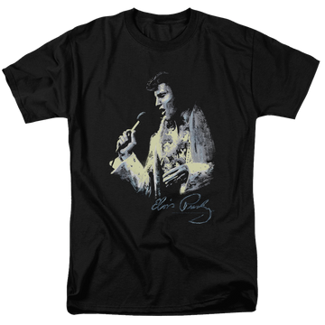 Black men's regular fit t-shirt with Elvis Presley Painted King graphic