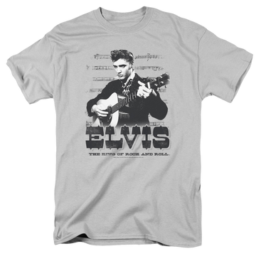 Silver men's regular fit t-shirt with Elvis Presley The King Of graphic