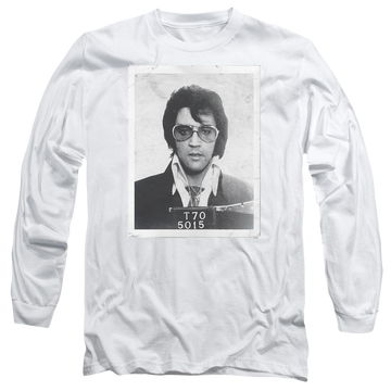 White men's long sleeve t-shirt with Elvis Presley Framed graphic