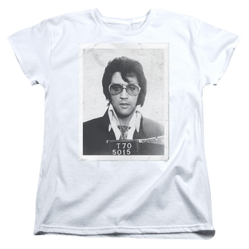 White women's t-shirt with Elvis Presley Framed graphic