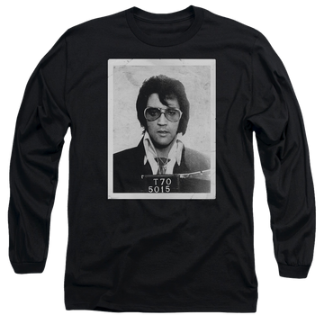 Black men's long sleeve t-shirt with Elvis Presley Framed graphic