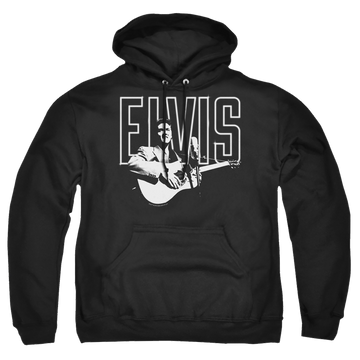 Black pullover hoodie with Elvis Presley White Glow graphic