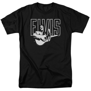 Black men's regular fit t-shirt with Elvis Presley White Glow graphic