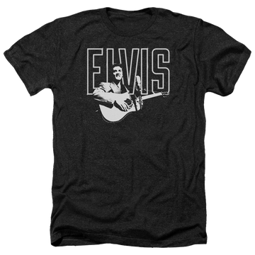 Charcoal men's heather t-shirt with Elvis Presley White Glow graphic