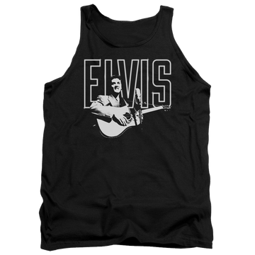 Black men's tank with Elvis Presley White Glow graphic