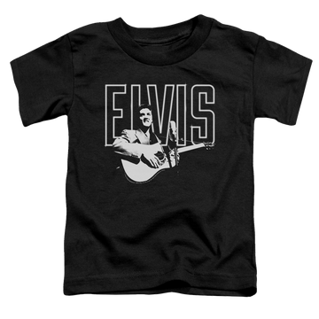 Black toddler t-shirt with Elvis Presley White Glow graphic