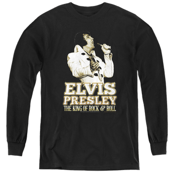 Black youth long sleeve t-shirt with Elvis Presley Golden graphic