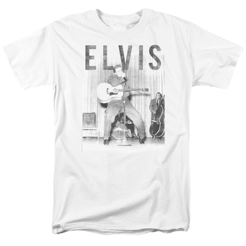 White men's regular fit t-shirt with Elvis Presley With The Band graphic
