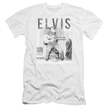 White men's premium slim fit t-shirt with Elvis Presley Elvis With The Band Premium graphic