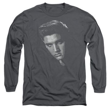 Charcoal men's long sleeve t-shirt with Elvis Presley American Idol graphic