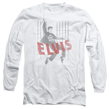 White men's long sleeve t-shirt with Elvis Presley Iconic Pose graphic