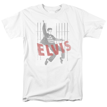 White men's regular fit t-shirt with Elvis Presley Iconic Pose graphic