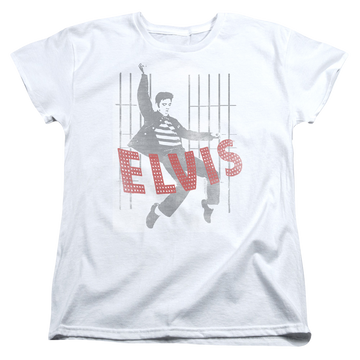 White women's t-shirt with Elvis Presley Iconic Pose graphic