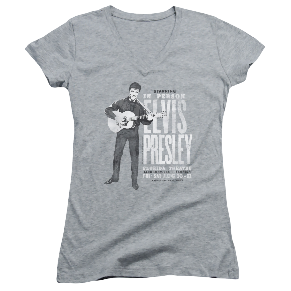 Elvis Presley In Person - Juniors V-Neck T-Shirt Juniors V-Neck T-Shirt Elvis Presley